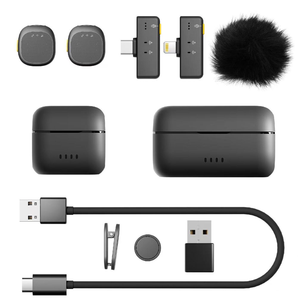 3-in-1 Wireless Microphone Connector Omni-Directional Lapel Microphone for Phone Interviews Hands-Free Reporting Street