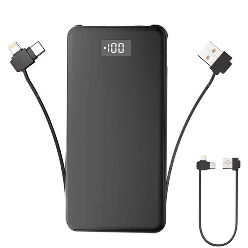 Ultra Thin Super Thin Card Power Bank Emergency Use 2025 Trending Built in Cable Mini Powerbank 10000mAh Travel Airline Friendly